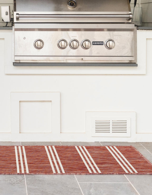 Rust Red 2' x 6' 1 Jill Zarin Outdoor Runner Area Rug Weather Resistant for Patio, Deck, Terrace, Balcony, Porch Durable 100% Polypropylene Carpet for Outside for Sale at Rug Engine