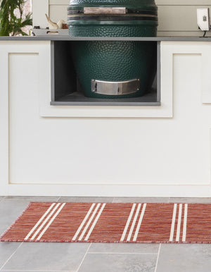 Rust Red 2' x 6' 1 Jill Zarin Outdoor Runner Area Rug Weather Resistant for Patio, Deck, Terrace, Balcony, Porch Durable 100% Polypropylene Carpet for Outside for Sale at Rug Engine