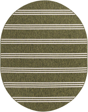 Green 7' 10 x 10' Jill Zarin Outdoor Oval Area Rug Weather Resistant for Patio, Deck, Terrace, Balcony, Porch Durable 100% Polypropylene Carpet for Outside for Sale at Rug Engine