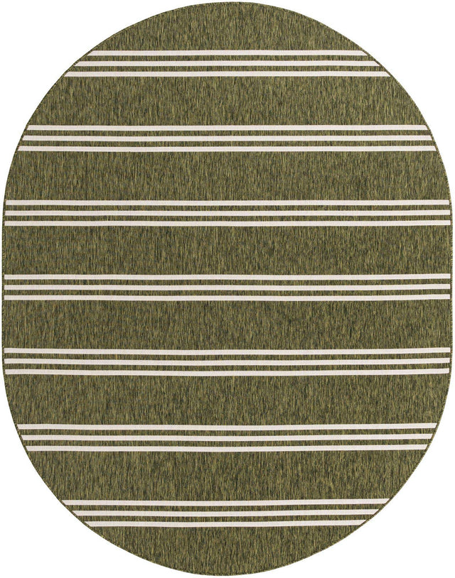Green 7' 10 x 10' Jill Zarin Outdoor Oval Area Rug Weather Resistant for Patio, Deck, Terrace, Balcony, Porch Durable 100% Polypropylene Carpet for Outside for Sale at Rug Engine
