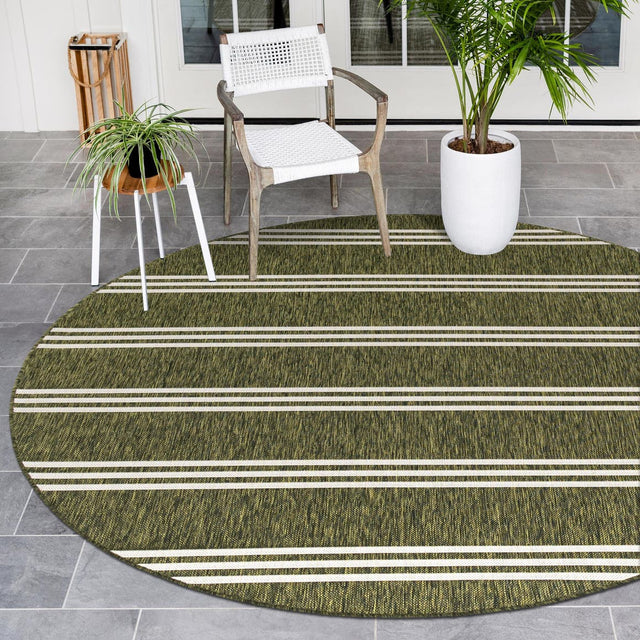 Green 13' 1 x 13' 1 Jill Zarin Outdoor Round Area Rug Weather Resistant for Patio, Deck, Terrace, Balcony, Porch Durable 100% Polypropylene Carpet for Outside for Sale at Rug Engine