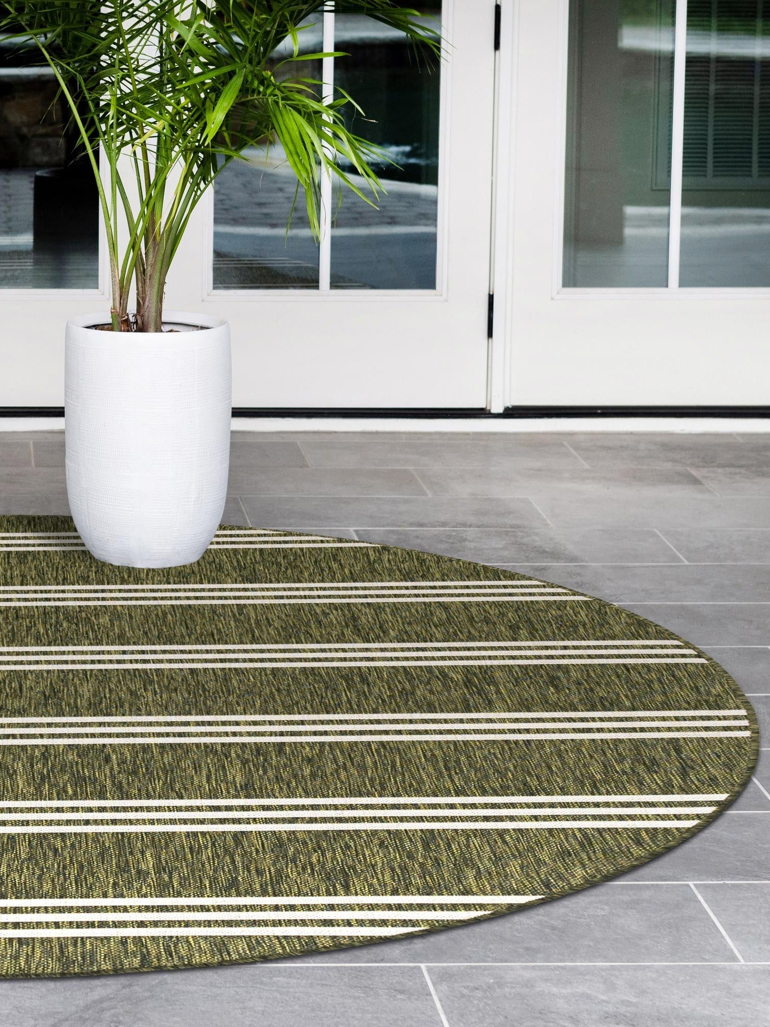 Green 10' 8 x 10' 8 Jill Zarin Outdoor Round Area Rug Weather Resistant for Patio, Deck, Terrace, Balcony, Porch Durable 100% Polypropylene Carpet for Outside for Sale at Rug Engine
