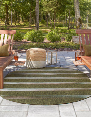 Green 7' 10 x 10' Jill Zarin Outdoor Oval Area Rug Weather Resistant for Patio, Deck, Terrace, Balcony, Porch Durable 100% Polypropylene Carpet for Outside for Sale at Rug Engine