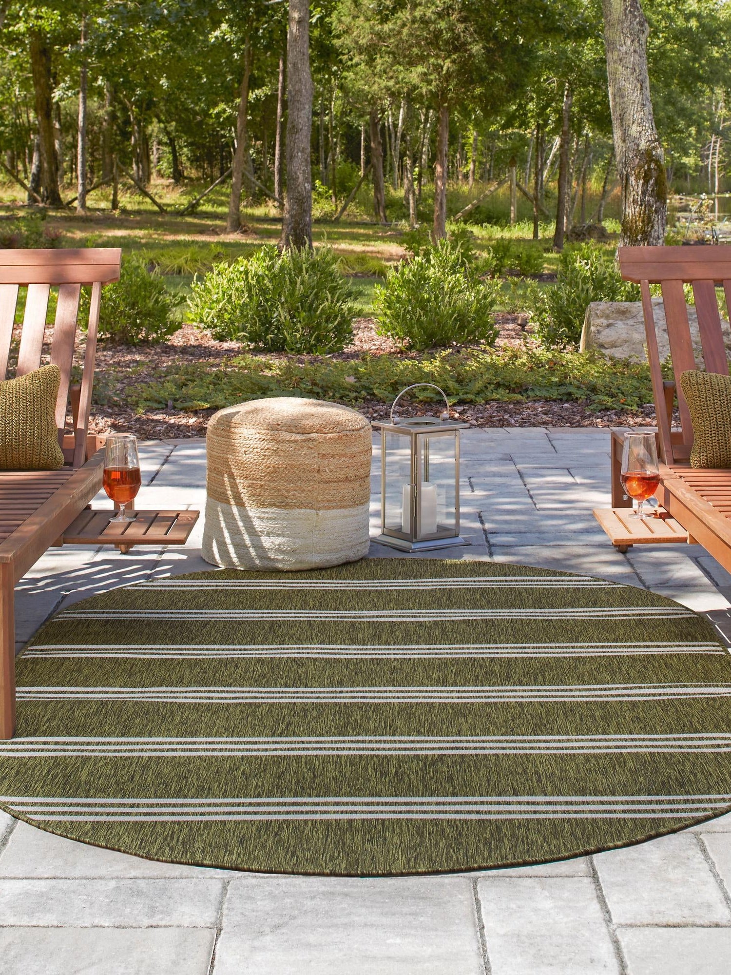 Green 5' 3 x 8' Jill Zarin Outdoor Oval Area Rug Weather Resistant for Patio, Deck, Terrace, Balcony, Porch Durable 100% Polypropylene Carpet for Outside for Sale at Rug Engine