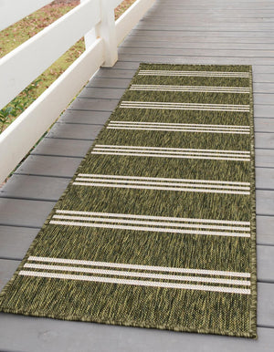 Green 2' x 8' Jill Zarin Outdoor Runner Area Rug Weather Resistant for Patio, Deck, Terrace, Balcony, Porch Durable 100% Polypropylene Carpet for Outside for Sale at Rug Engine