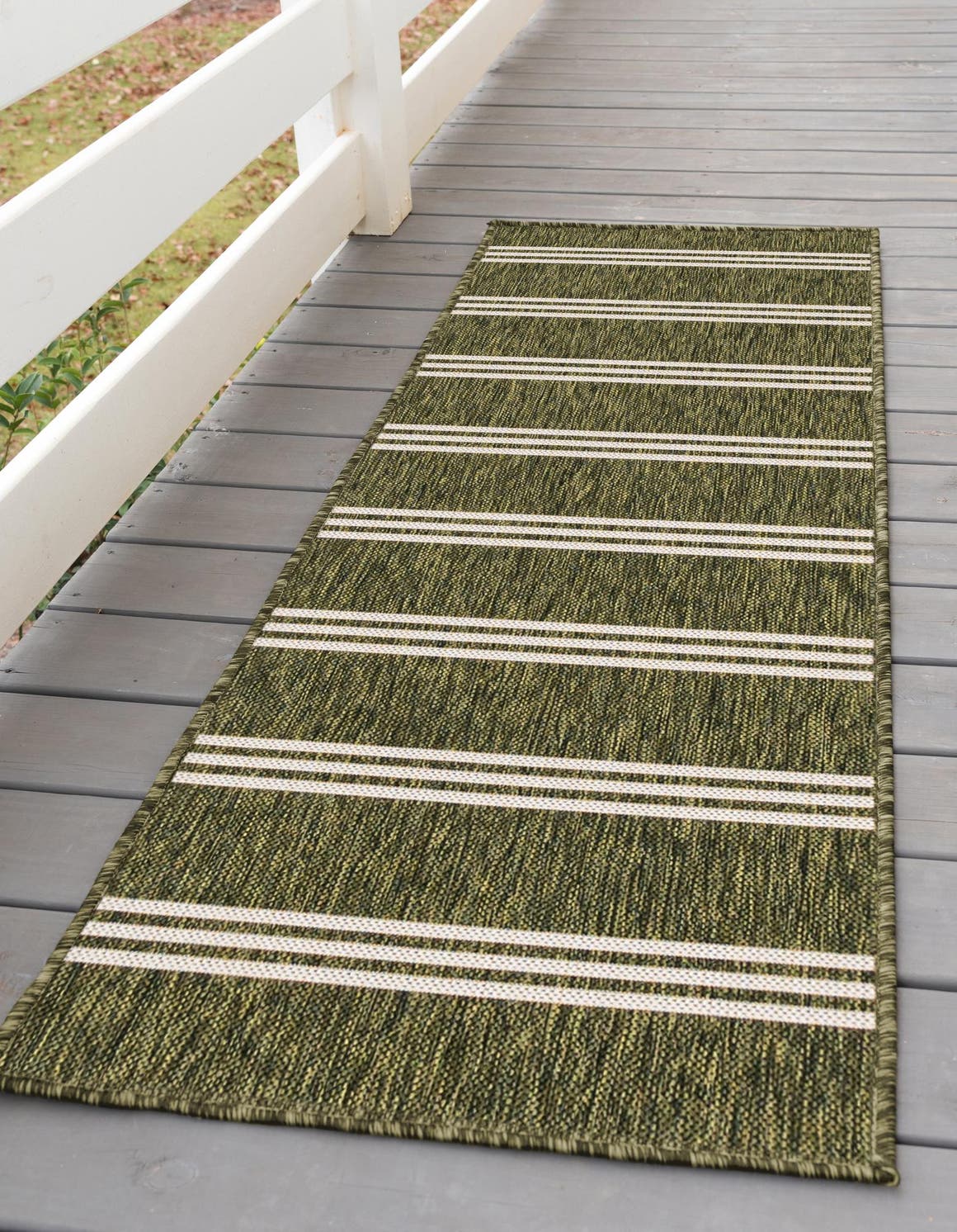 Green 2' x 6' 1 Jill Zarin Outdoor Runner Area Rug Weather Resistant for Patio, Deck, Terrace, Balcony, Porch Durable 100% Polypropylene Carpet for Outside for Sale at Rug Engine