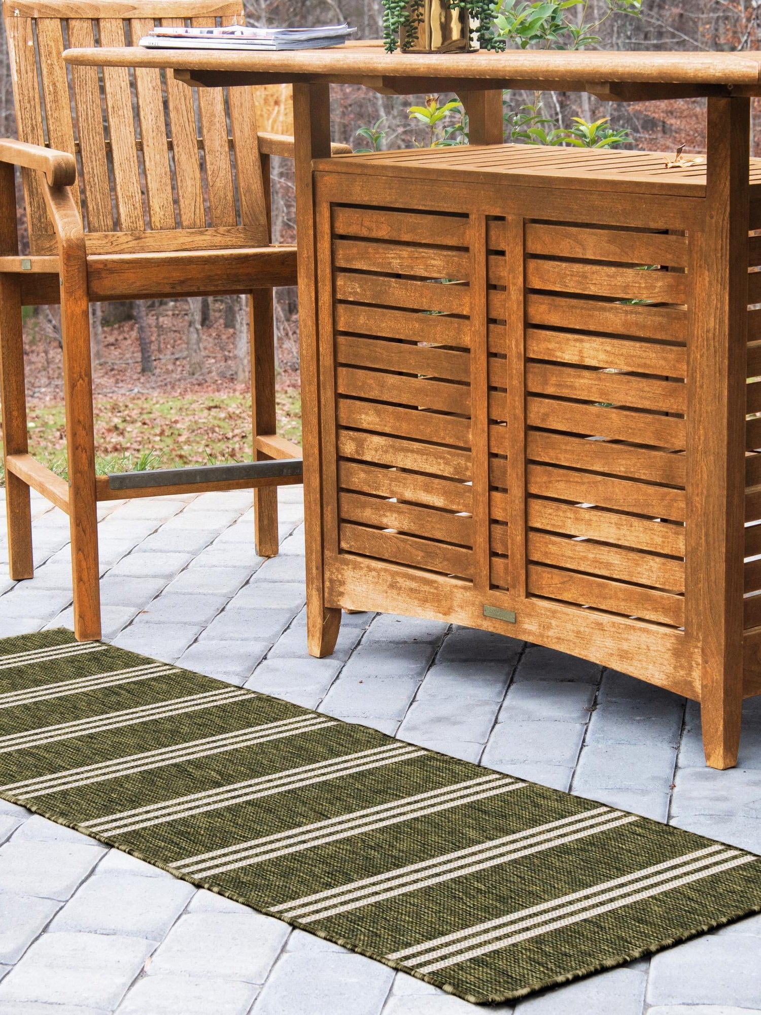 Green 2' x 8' Jill Zarin Outdoor Runner Area Rug Weather Resistant for Patio, Deck, Terrace, Balcony, Porch Durable 100% Polypropylene Carpet for Outside for Sale at Rug Engine