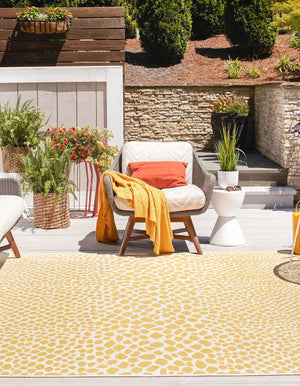 Yellow Ivory 13' 1 x 13' 1 Jill Zarin Outdoor Square Area Rug Weather Resistant for Patio, Deck, Terrace, Balcony, Porch Durable 100% Polypropylene Carpet for Outside for Sale at Rug Engine