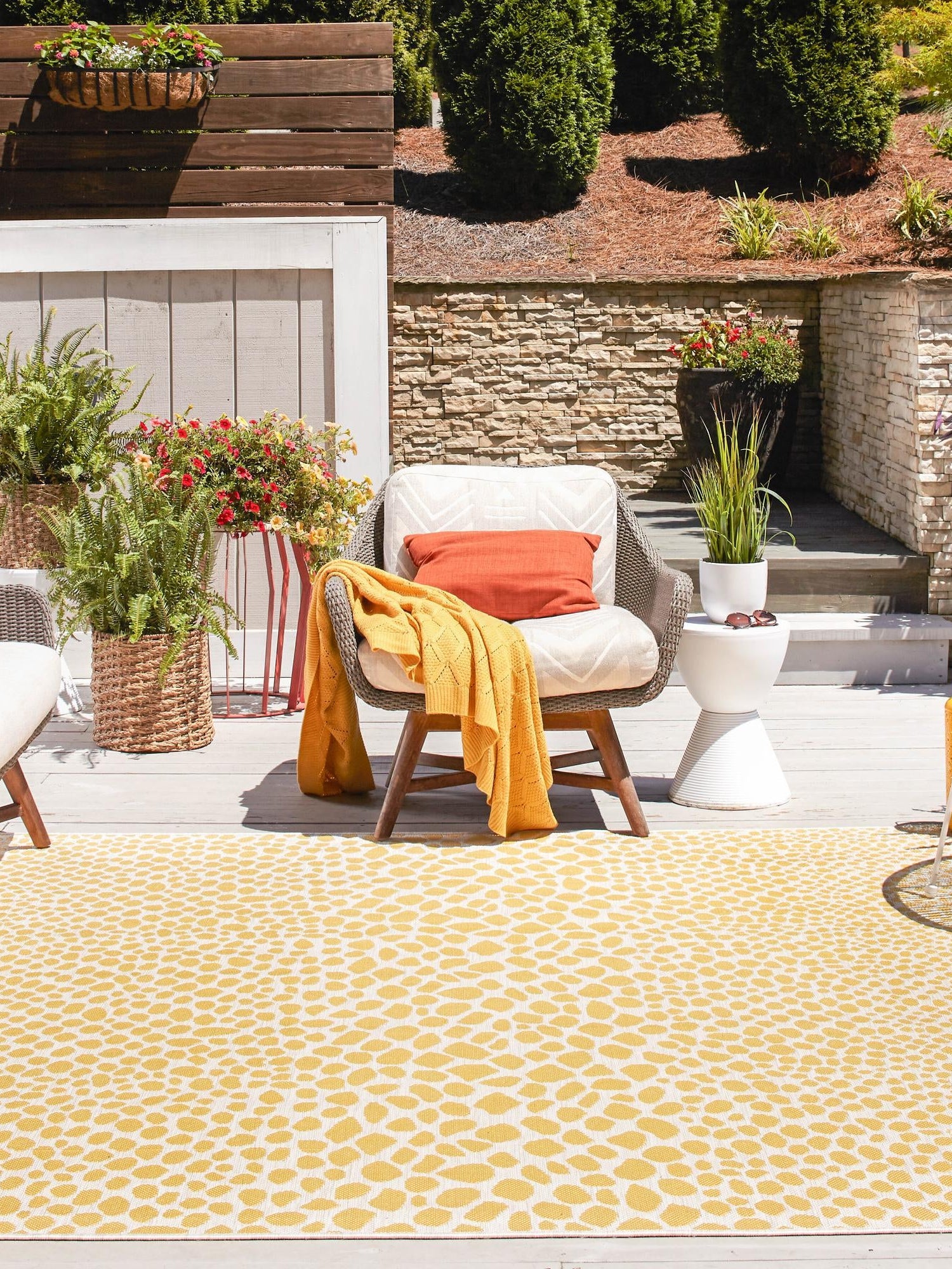 Yellow Ivory 10' 8 x 10' 8 Jill Zarin Outdoor Square Area Rug Weather Resistant for Patio, Deck, Terrace, Balcony, Porch Durable 100% Polypropylene Carpet for Outside for Sale at Rug Engine