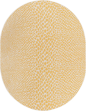 Yellow Ivory 7' 10 x 10' Jill Zarin Outdoor Oval Area Rug Weather Resistant for Patio, Deck, Terrace, Balcony, Porch Durable 100% Polypropylene Carpet for Outside for Sale at Rug Engine
