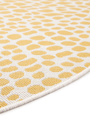 Yellow Ivory 4' 1 x 4' 1 Jill Zarin Outdoor Round Area Rug Weather Resistant for Patio, Deck, Terrace, Balcony, Porch Durable 100% Polypropylene Carpet for Outside for Sale at Rug Engine