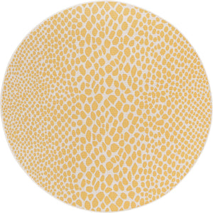 Yellow Ivory 6' 7 x 6' 7 Jill Zarin Outdoor Round Area Rug Weather Resistant for Patio, Deck, Terrace, Balcony, Porch Durable 100% Polypropylene Carpet for Outside for Sale at Rug Engine
