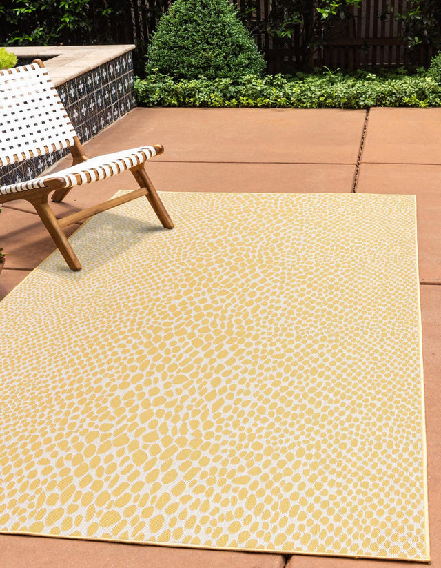 Yellow Ivory 4' 1 x 6' 1 Jill Zarin Outdoor Rectangle Area Rug Weather Resistant for Patio, Deck, Terrace, Balcony, Porch Durable 100% Polypropylene Carpet for Outside for Sale at Rug Engine