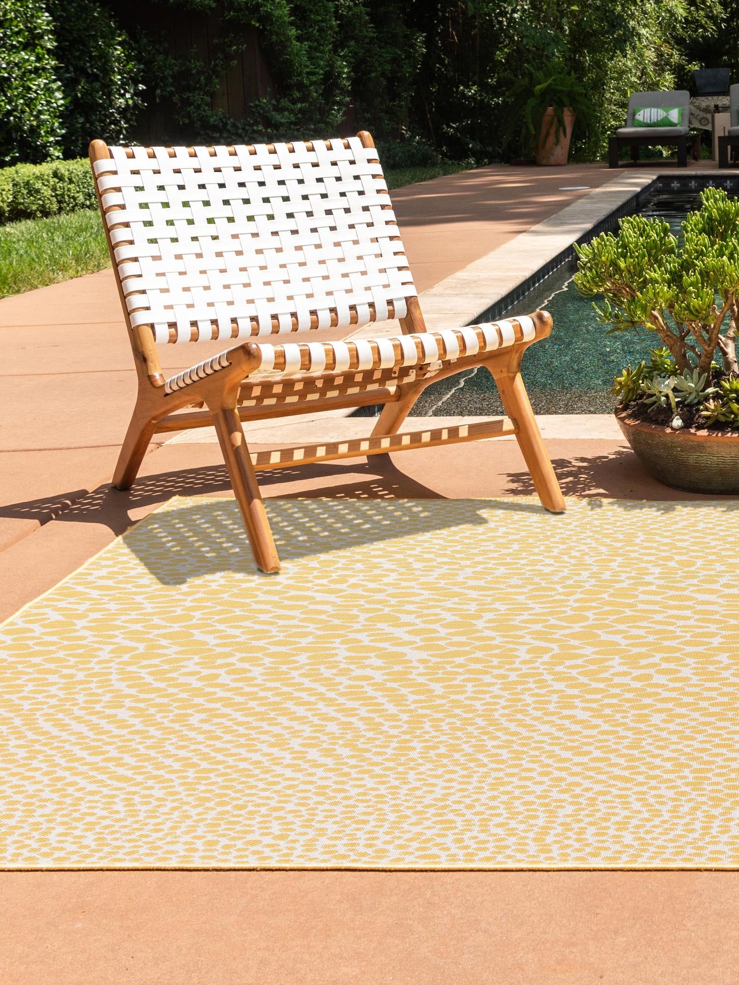 Yellow Ivory 4' 1 x 6' 1 Jill Zarin Outdoor Rectangle Area Rug Weather Resistant for Patio, Deck, Terrace, Balcony, Porch Durable 100% Polypropylene Carpet for Outside for Sale at Rug Engine