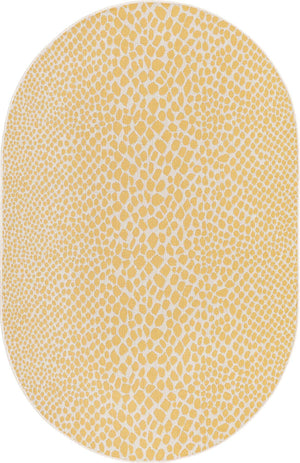 Yellow Ivory 5' 3 x 8' Jill Zarin Outdoor Oval Area Rug Weather Resistant for Patio, Deck, Terrace, Balcony, Porch Durable 100% Polypropylene Carpet for Outside for Sale at Rug Engine