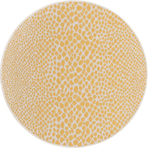 Yellow Ivory 4' 1 x 4' 1 Jill Zarin Outdoor Round Area Rug Weather Resistant for Patio, Deck, Terrace, Balcony, Porch Durable 100% Polypropylene Carpet for Outside for Sale at Rug Engine