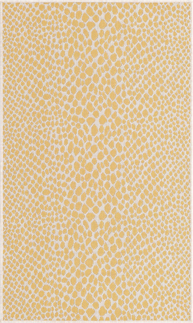 Yellow Ivory 3' 1 x 5' 3 Jill Zarin Outdoor Rectangle Area Rug Weather Resistant for Patio, Deck, Terrace, Balcony, Porch Durable 100% Polypropylene Carpet for Outside for Sale at Rug Engine