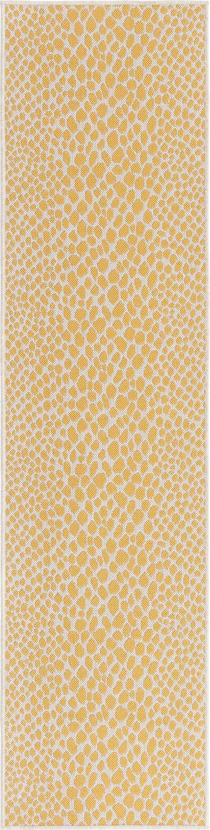 Yellow Ivory 2' x 8' Jill Zarin Outdoor Runner Area Rug Weather Resistant for Patio, Deck, Terrace, Balcony, Porch Durable 100% Polypropylene Carpet for Outside for Sale at Rug Engine