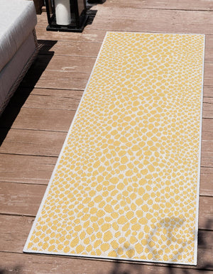 Yellow Ivory 2' x 6' 1 Jill Zarin Outdoor Runner Area Rug Weather Resistant for Patio, Deck, Terrace, Balcony, Porch Durable 100% Polypropylene Carpet for Outside for Sale at Rug Engine