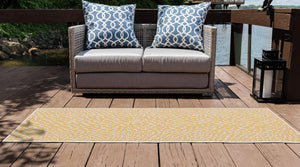 Yellow Ivory 2' x 6' 1 Jill Zarin Outdoor Runner Area Rug Weather Resistant for Patio, Deck, Terrace, Balcony, Porch Durable 100% Polypropylene Carpet for Outside for Sale at Rug Engine