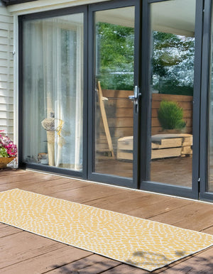 Yellow Ivory 2' x 6' 1 Jill Zarin Outdoor Runner Area Rug Weather Resistant for Patio, Deck, Terrace, Balcony, Porch Durable 100% Polypropylene Carpet for Outside for Sale at Rug Engine