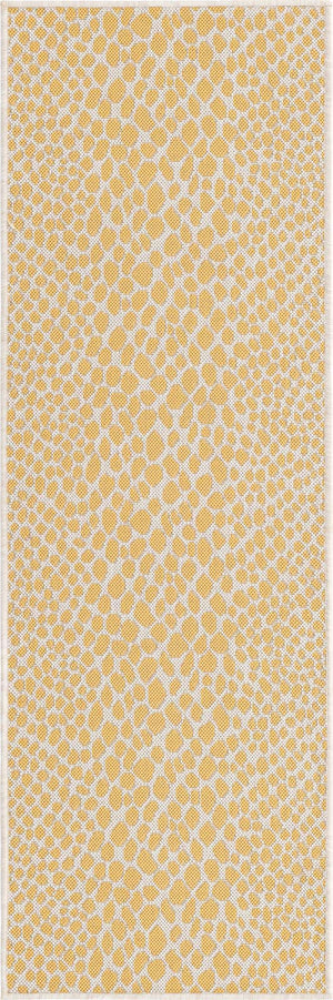 Yellow Ivory 2' x 6' 1 Jill Zarin Outdoor Runner Area Rug Weather Resistant for Patio, Deck, Terrace, Balcony, Porch Durable 100% Polypropylene Carpet for Outside for Sale at Rug Engine