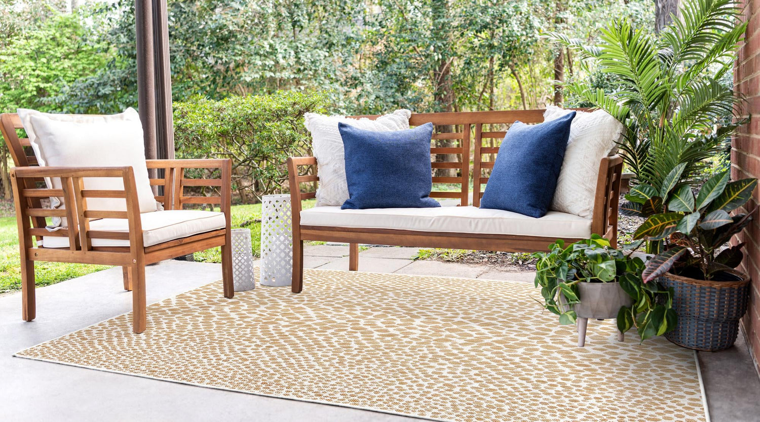Dark Beige 5' 3 x 8' Jill Zarin Outdoor Rectangle Area Rug Weather Resistant for Patio, Deck, Terrace, Balcony, Porch Durable 100% Polypropylene Carpet for Outside for Sale at Rug Engine