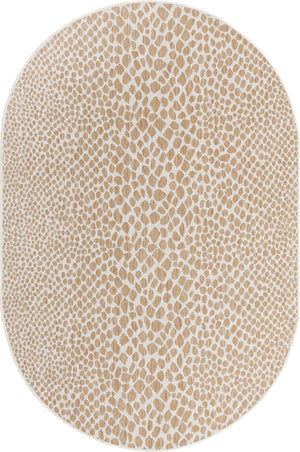 Dark Beige 5' 3 x 8' Jill Zarin Outdoor Oval Area Rug Weather Resistant for Patio, Deck, Terrace, Balcony, Porch Durable 100% Polypropylene Carpet for Outside for Sale at Rug Engine