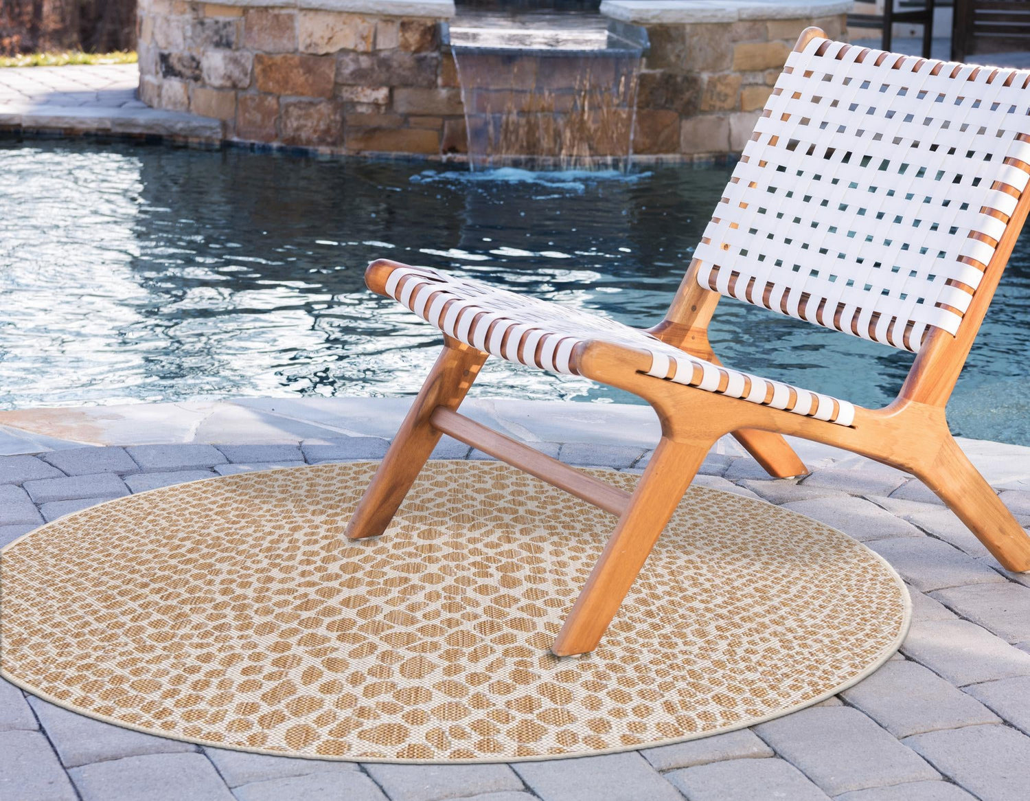 Dark Beige 13' 1 x 13' 1 Jill Zarin Outdoor Round Area Rug Weather Resistant for Patio, Deck, Terrace, Balcony, Porch Durable 100% Polypropylene Carpet for Outside for Sale at Rug Engine