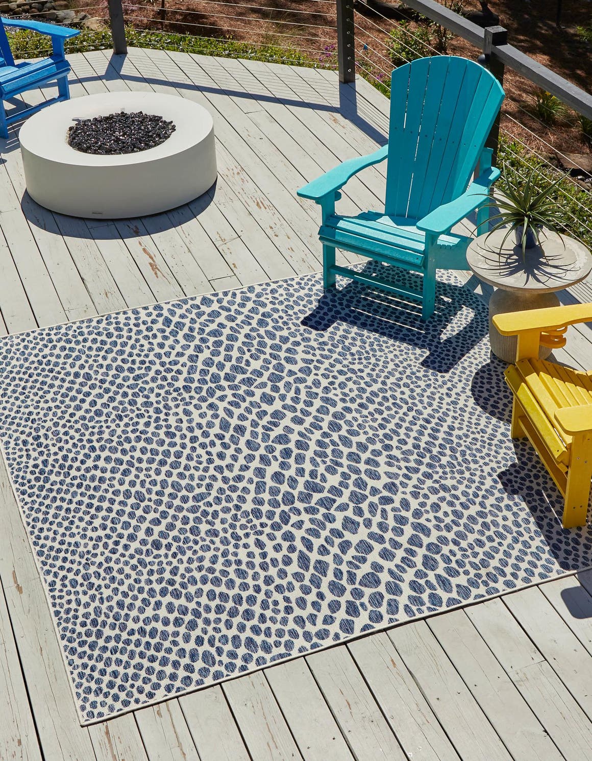 Blue 13' 1 x 13' 1 Jill Zarin Outdoor Square Area Rug Weather Resistant for Patio, Deck, Terrace, Balcony, Porch Durable 100% Polypropylene Carpet for Outside for Sale at Rug Engine