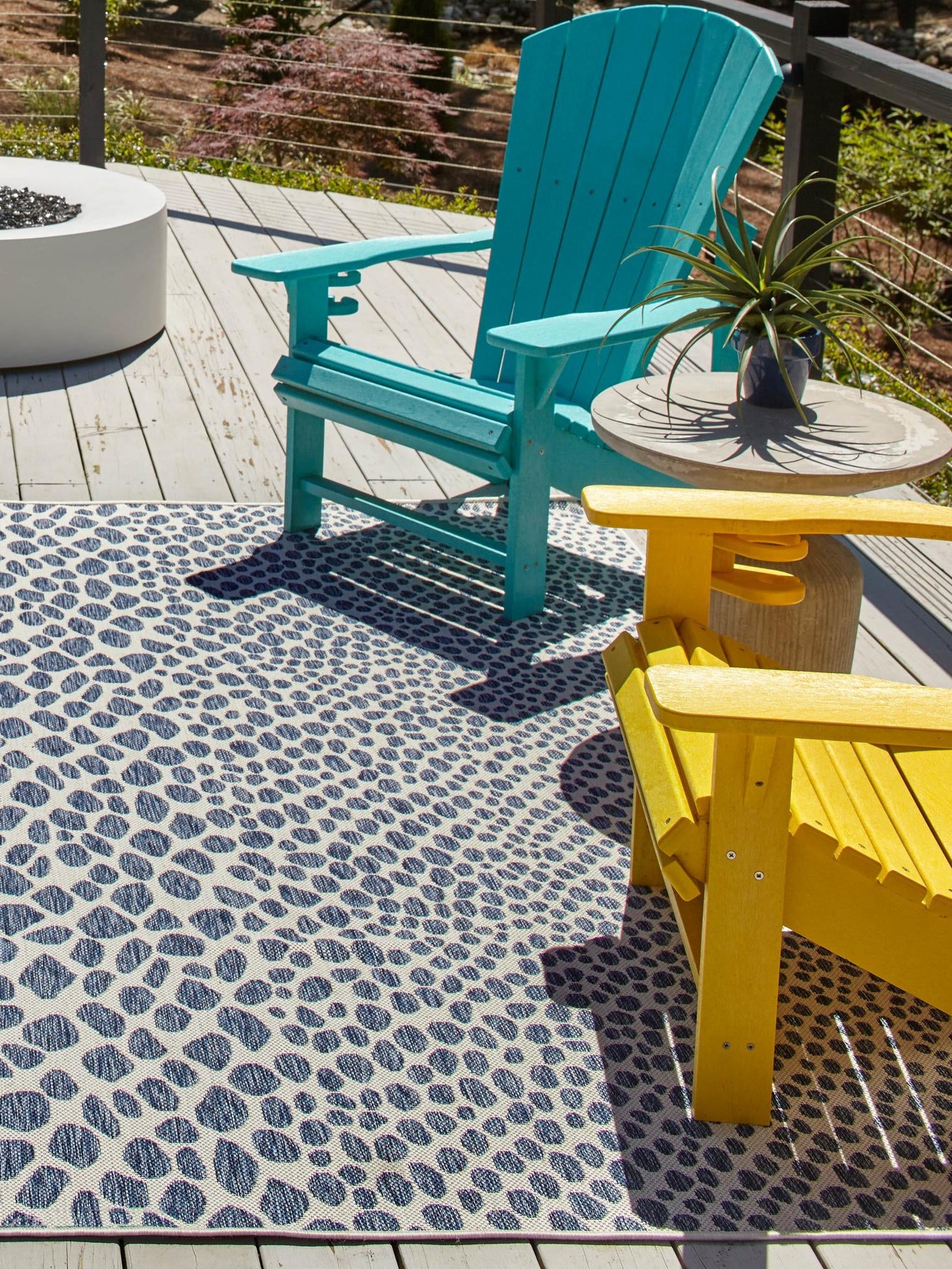 Blue 13' 1 x 13' 1 Jill Zarin Outdoor Square Area Rug Weather Resistant for Patio, Deck, Terrace, Balcony, Porch Durable 100% Polypropylene Carpet for Outside for Sale at Rug Engine