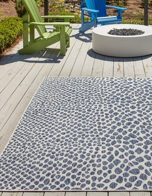 Blue 7' 10 x 7' 10 Jill Zarin Outdoor Square Area Rug Weather Resistant for Patio, Deck, Terrace, Balcony, Porch Durable 100% Polypropylene Carpet for Outside for Sale at Rug Engine