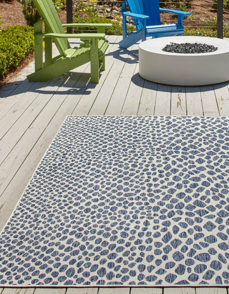 Blue 7' 10 x 7' 10 Jill Zarin Outdoor Square Area Rug Weather Resistant for Patio, Deck, Terrace, Balcony, Porch Durable 100% Polypropylene Carpet for Outside for Sale at Rug Engine