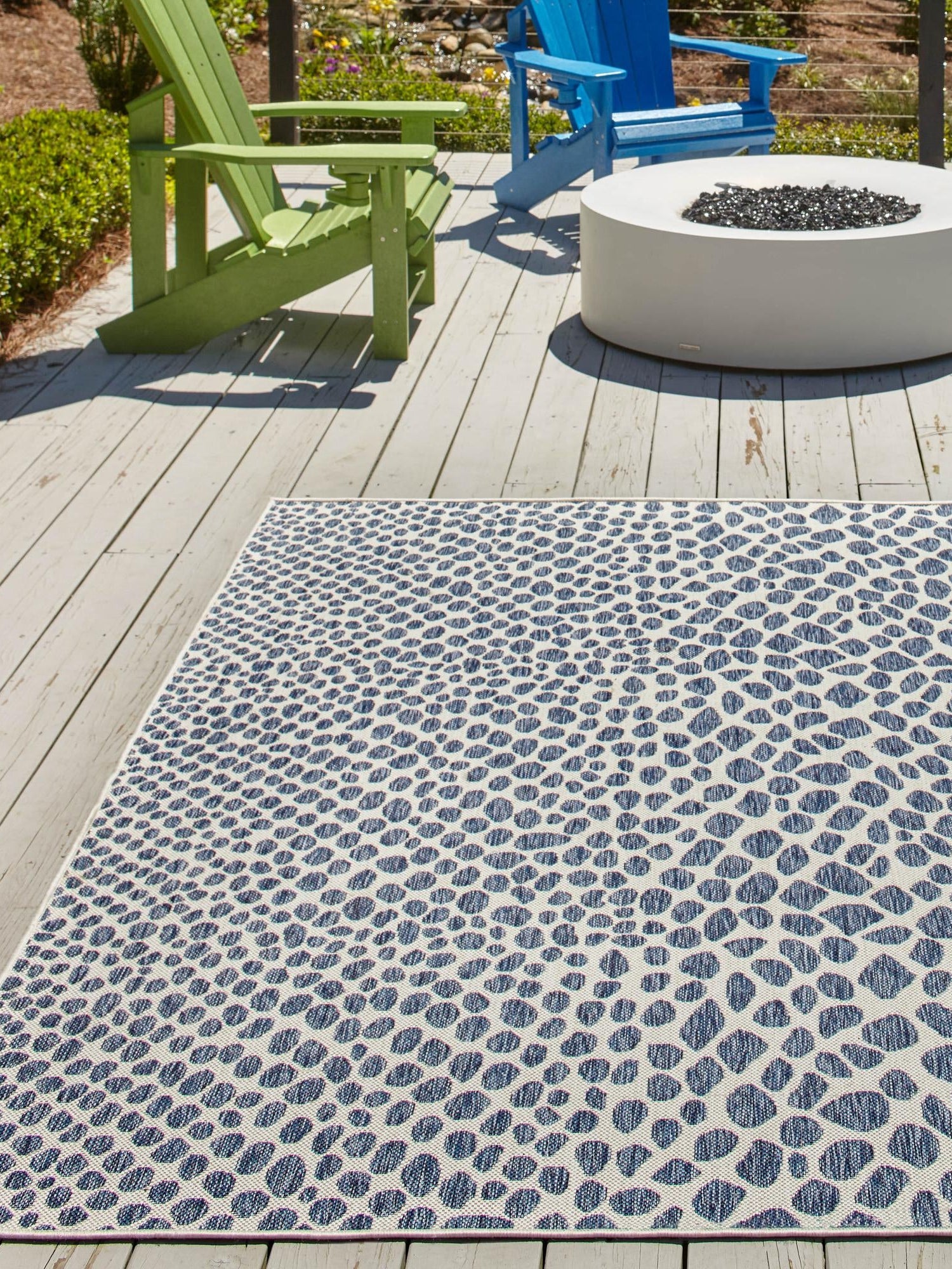 Blue 13' 1 x 13' 1 Jill Zarin Outdoor Square Area Rug Weather Resistant for Patio, Deck, Terrace, Balcony, Porch Durable 100% Polypropylene Carpet for Outside for Sale at Rug Engine