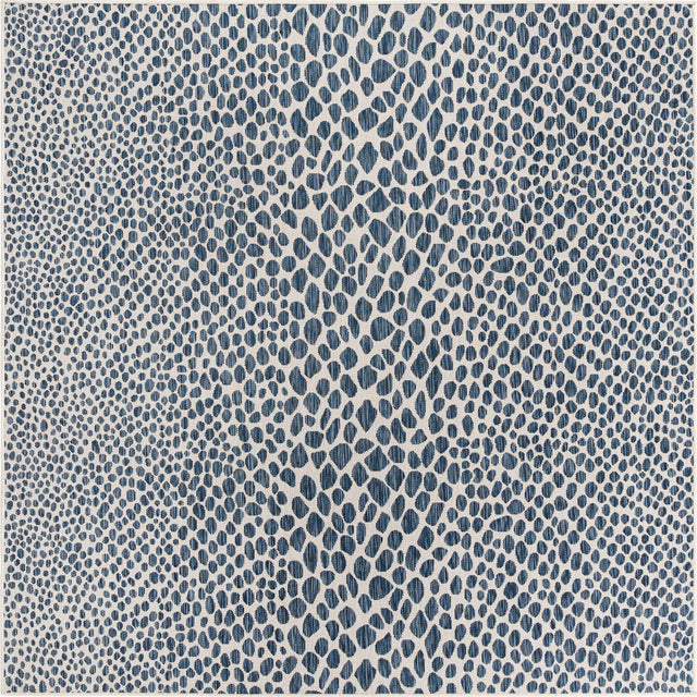 Blue 7' 10 x 7' 10 Jill Zarin Outdoor Square Area Rug Weather Resistant for Patio, Deck, Terrace, Balcony, Porch Durable 100% Polypropylene Carpet for Outside for Sale at Rug Engine