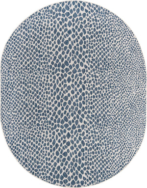 Blue 8' x 10' Jill Zarin Outdoor Oval Rug