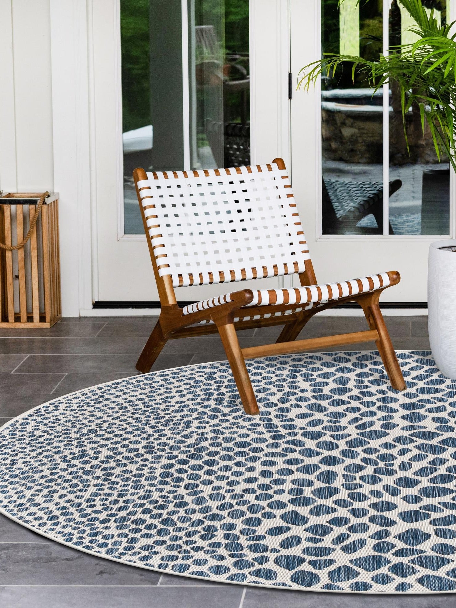 Blue 10' 8 x 10' 8 Jill Zarin Outdoor Round Area Rug Weather Resistant for Patio, Deck, Terrace, Balcony, Porch Durable 100% Polypropylene Carpet for Outside for Sale at Rug Engine