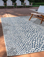 Blue 6' 1 x 9' Jill Zarin Outdoor Rectangle Area Rug Weather Resistant for Patio, Deck, Terrace, Balcony, Porch Durable 100% Polypropylene Carpet for Outside for Sale at Rug Engine