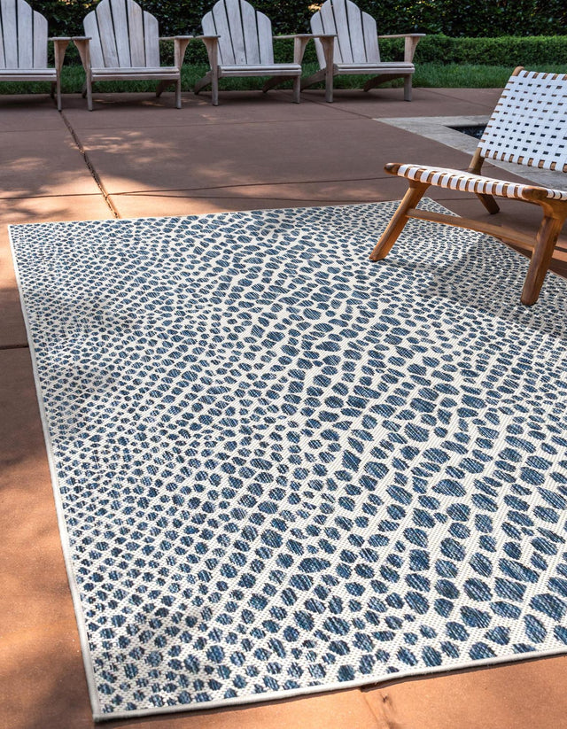 Blue 4' 1 x 6' 1 Jill Zarin Outdoor Rectangle Area Rug Weather Resistant for Patio, Deck, Terrace, Balcony, Porch Durable 100% Polypropylene Carpet for Outside for Sale at Rug Engine