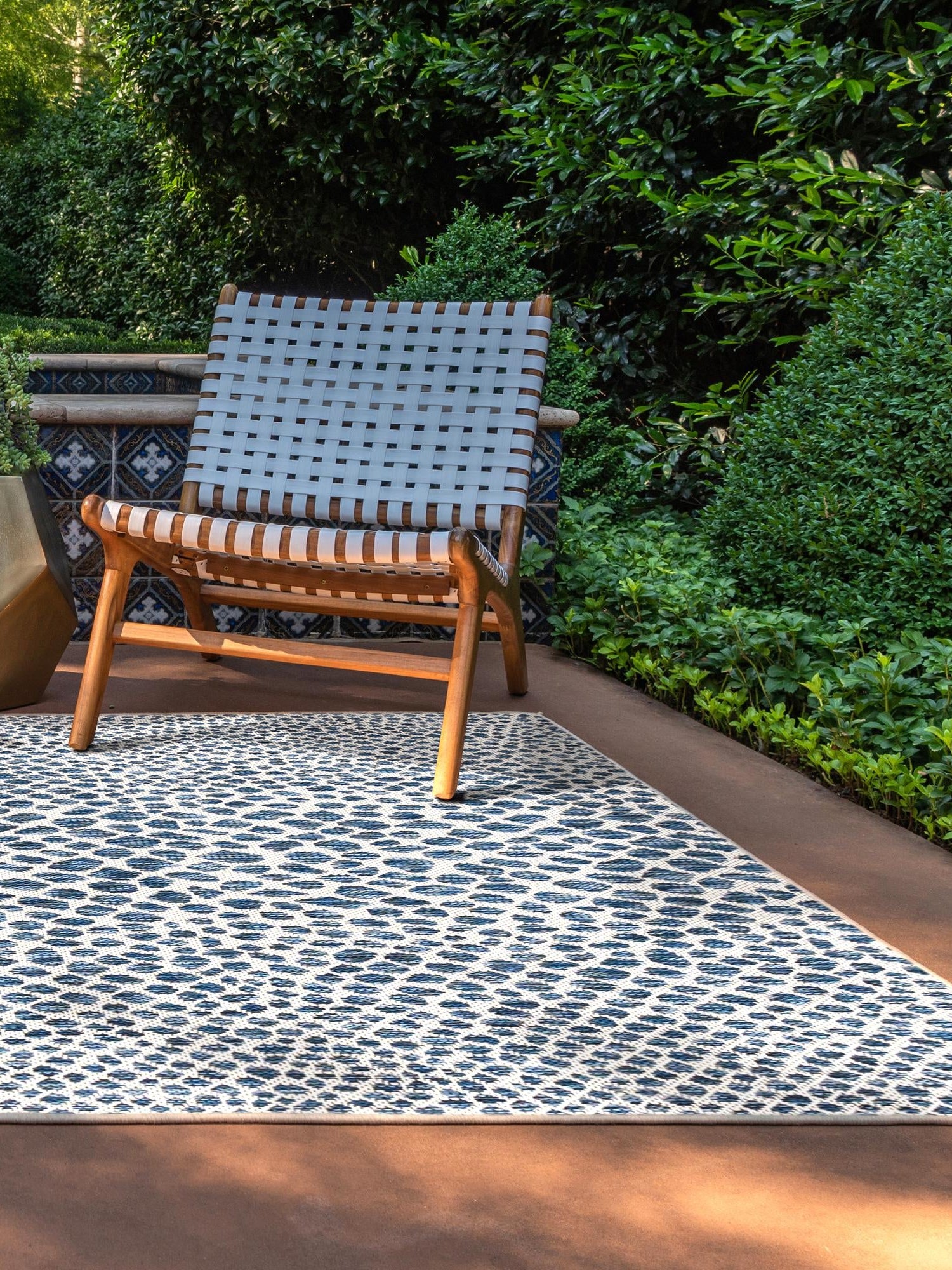 Blue 3' 1 x 5' 3 Jill Zarin Outdoor Rectangle Area Rug Weather Resistant for Patio, Deck, Terrace, Balcony, Porch Durable 100% Polypropylene Carpet for Outside for Sale at Rug Engine