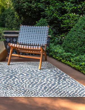 Blue 5' 3 x 8' Jill Zarin Outdoor Rectangle Area Rug Weather Resistant for Patio, Deck, Terrace, Balcony, Porch Durable 100% Polypropylene Carpet for Outside for Sale at Rug Engine