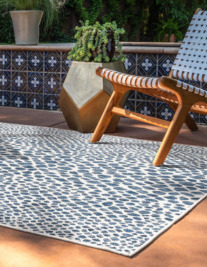 Blue 7' 1 x 10' Jill Zarin Outdoor Rectangle Area Rug Weather Resistant for Patio, Deck, Terrace, Balcony, Porch Durable 100% Polypropylene Carpet for Outside for Sale at Rug Engine