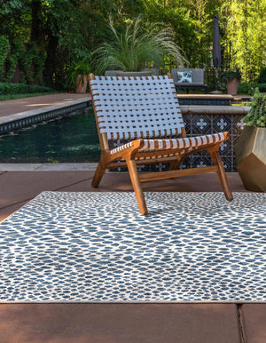 Blue 4' 1 x 6' 1 Jill Zarin Outdoor Rectangle Area Rug Weather Resistant for Patio, Deck, Terrace, Balcony, Porch Durable 100% Polypropylene Carpet for Outside for Sale at Rug Engine