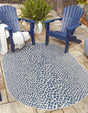 Blue 7' 10 x 10' Jill Zarin Outdoor Oval Area Rug Weather Resistant for Patio, Deck, Terrace, Balcony, Porch Durable 100% Polypropylene Carpet for Outside for Sale at Rug Engine