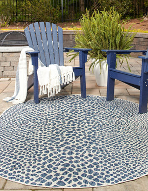Blue 5' 3 x 8' Jill Zarin Outdoor Oval Area Rug Weather Resistant for Patio, Deck, Terrace, Balcony, Porch Durable 100% Polypropylene Carpet for Outside for Sale at Rug Engine
