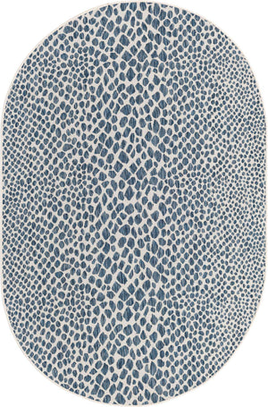 Blue 5' 3 x 8' Jill Zarin Outdoor Oval Area Rug Weather Resistant for Patio, Deck, Terrace, Balcony, Porch Durable 100% Polypropylene Carpet for Outside for Sale at Rug Engine