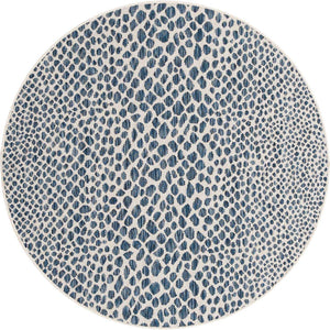 Blue 4' 1 x 4' 1 Jill Zarin Outdoor Round Area Rug Weather Resistant for Patio, Deck, Terrace, Balcony, Porch Durable 100% Polypropylene Carpet for Outside for Sale at Rug Engine