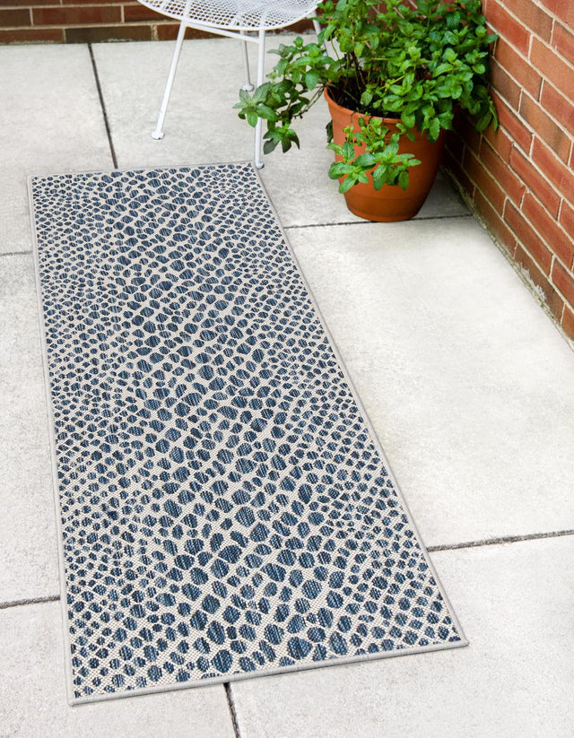 Blue 2' x 7' 1 Jill Zarin Outdoor Runner Area Rug Weather Resistant for Patio, Deck, Terrace, Balcony, Porch Durable 100% Polypropylene Carpet for Outside for Sale at Rug Engine