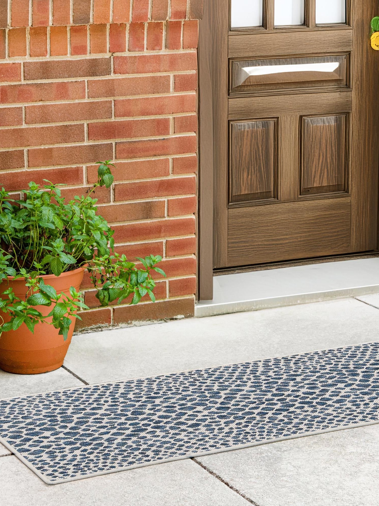 Blue 2' 7 x 10' Jill Zarin Outdoor Runner Area Rug Weather Resistant for Patio, Deck, Terrace, Balcony, Porch Durable 100% Polypropylene Carpet for Outside for Sale at Rug Engine