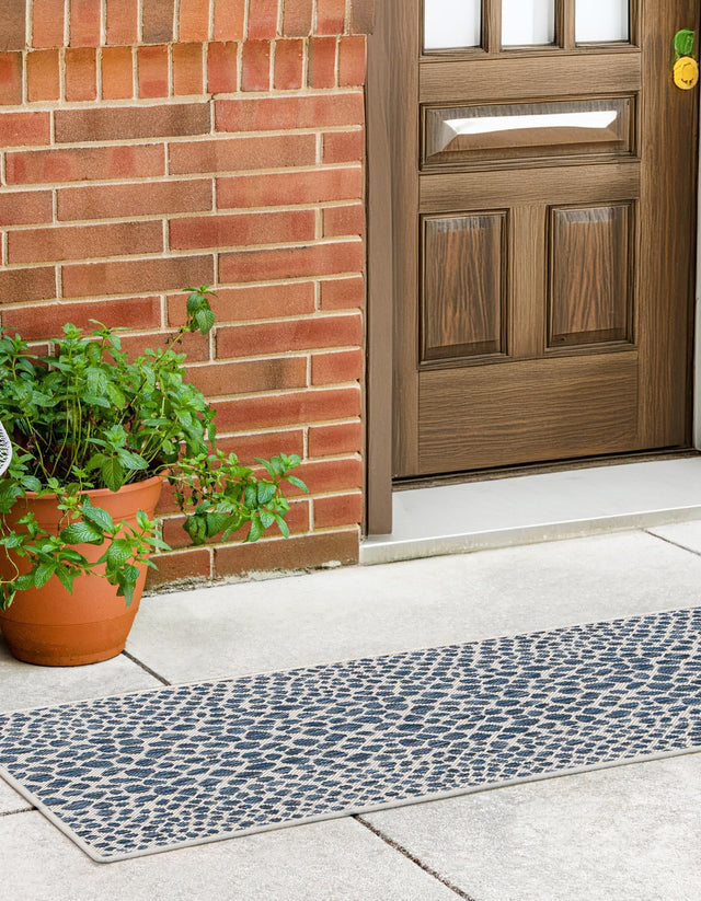 Blue 2' 7 x 10' Jill Zarin Outdoor Runner Area Rug Weather Resistant for Patio, Deck, Terrace, Balcony, Porch Durable 100% Polypropylene Carpet for Outside for Sale at Rug Engine